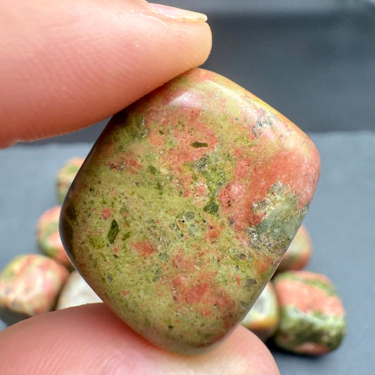 Tumbled Unakite Stone – Natural Unakite Tumble, Polished Unakite Tumble, Pink Green Gemstone