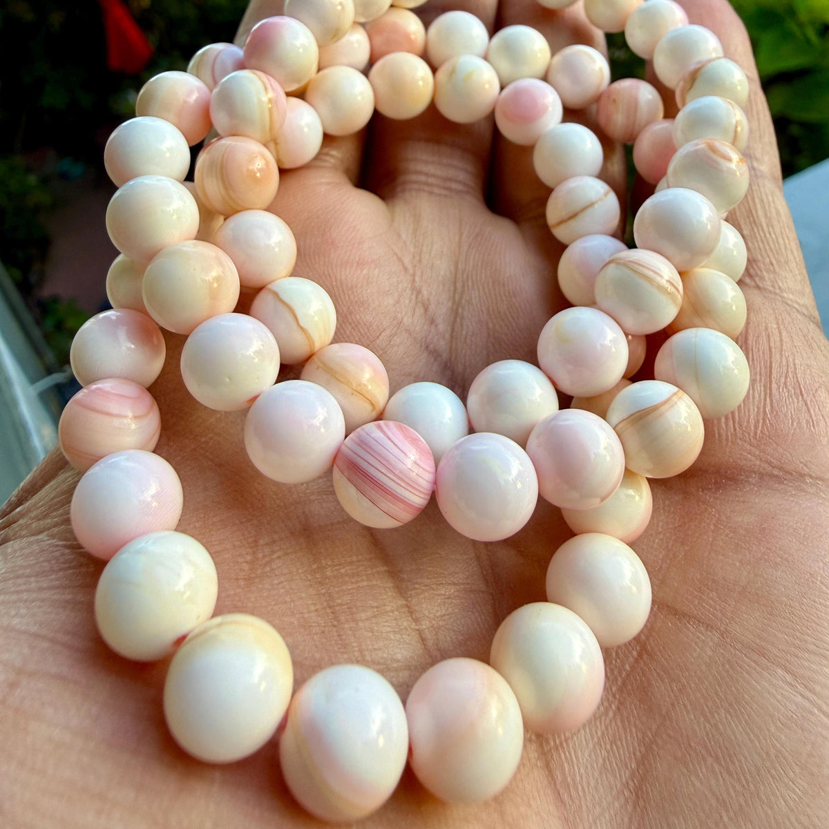Pink Conch Shell Bracelet — Soft Tide