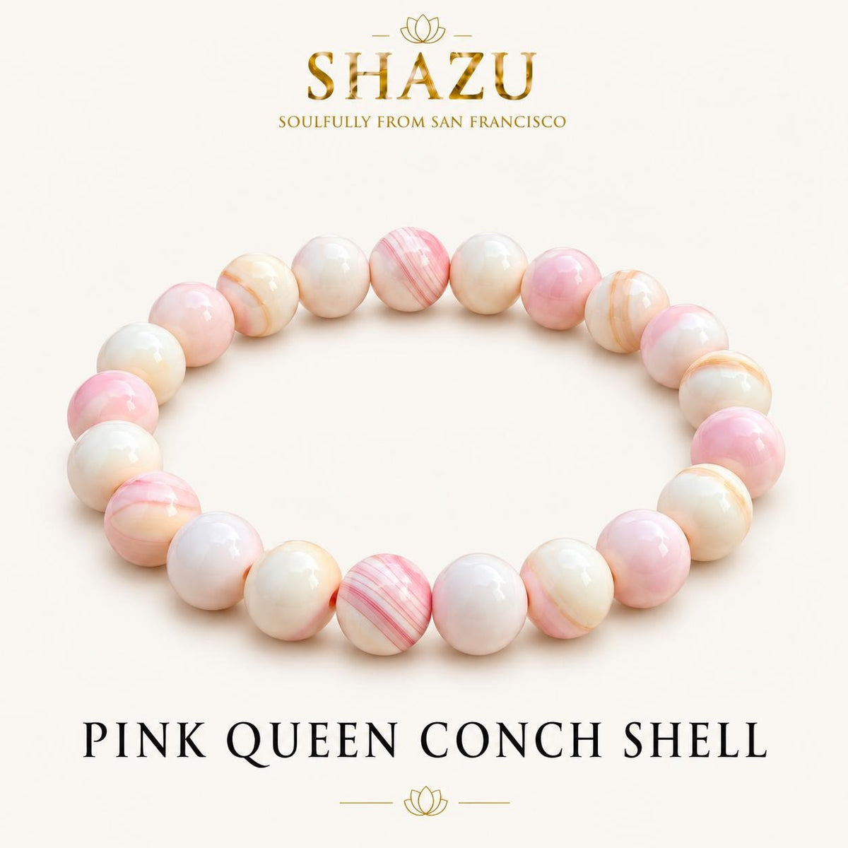 Pink Conch Shell Bracelet — Soft Tide