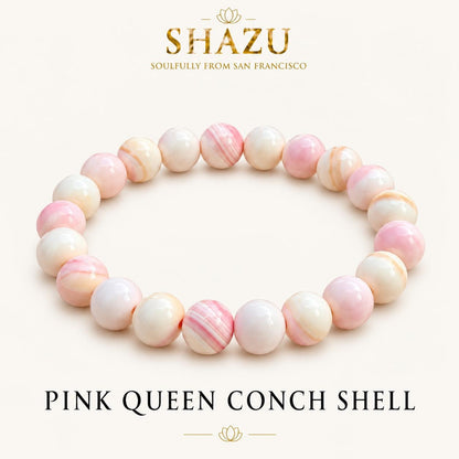 Pink Conch Shell Bracelet — Soft Tide