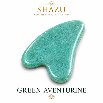 Gua Sha Facial Massage Tool – Natural Crystal Guasha Stone | Rose Quartz, Amethyst, Green Aventurine