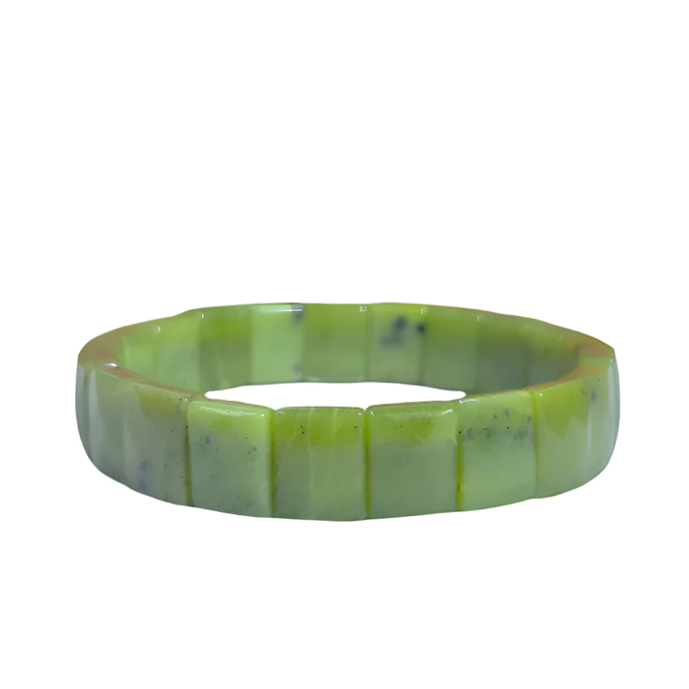 Nephrite Jade Heart Chakra bracelet with polished 12mm green beads for healing and luck
