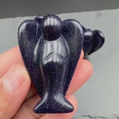 Blue Goldstone Angel — Confidence & Ambition (man-made glass)
