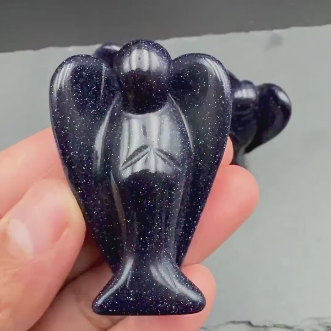 Blue Goldstone Angel — Confidence & Ambition (man-made glass)