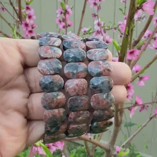 Red Grey Jasper Bracelet, 10x15mm — Grounding & Strength