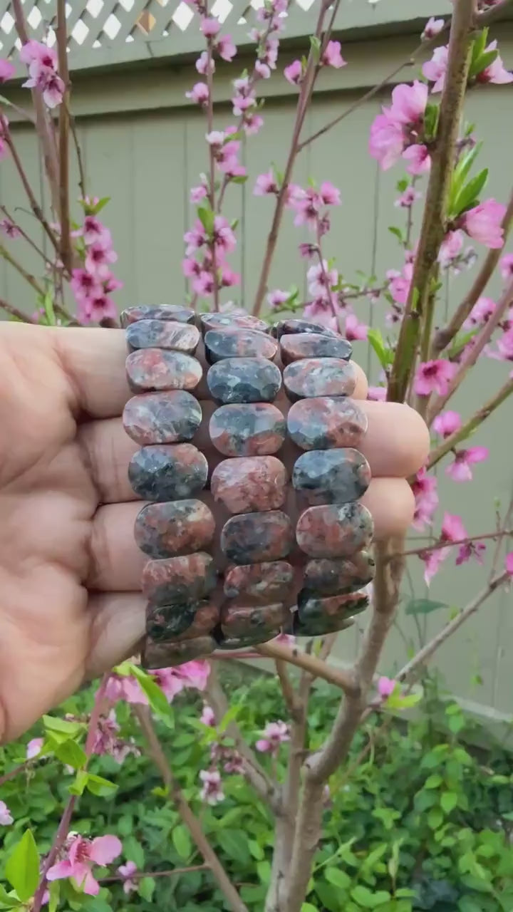 Red Grey Jasper Bracelet, 10x15mm — Grounding & Strength