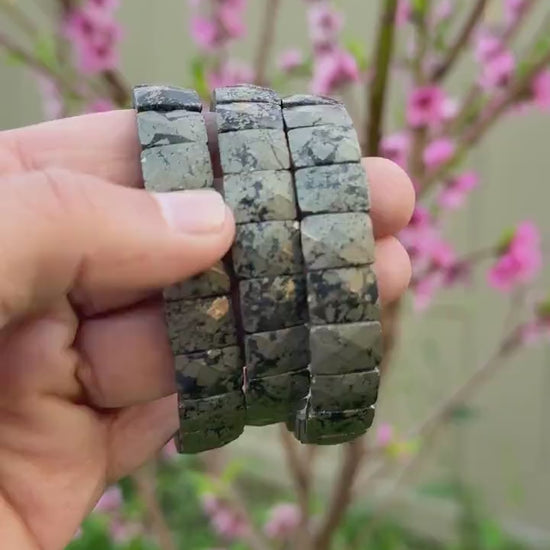 Pyrite Bracelet, 14mm Faceted — Confidence & Abundance