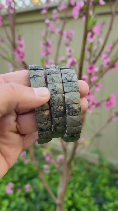 Pyrite Bracelet, 14mm Faceted — Confidence & Abundance