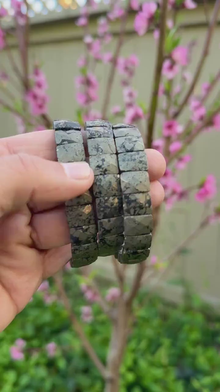 Pyrite Bracelet, 14mm Faceted — Confidence & Abundance