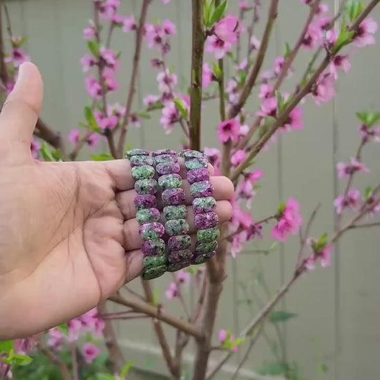 Ruby Zoisite Bracelet, 14mm Faceted — Love & Courage