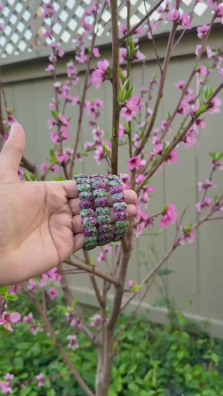 Ruby Zoisite Bracelet, 14mm Faceted — Love & Courage