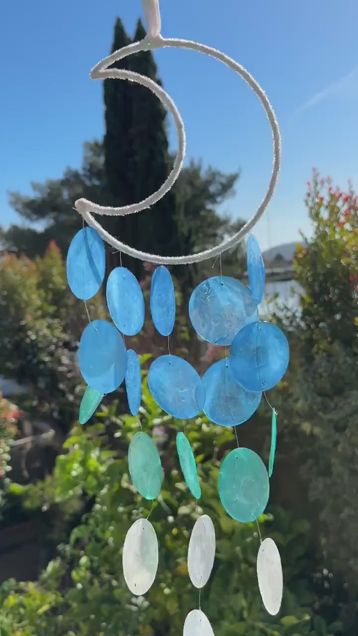 Crescent Moon Shell Wind Chime — Porch & Garden
