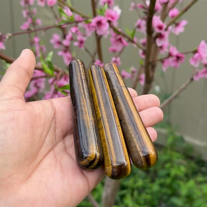 Tiger Eye Massage Wand – Crystal for Muscle Relief, Grounding & Energy Healing