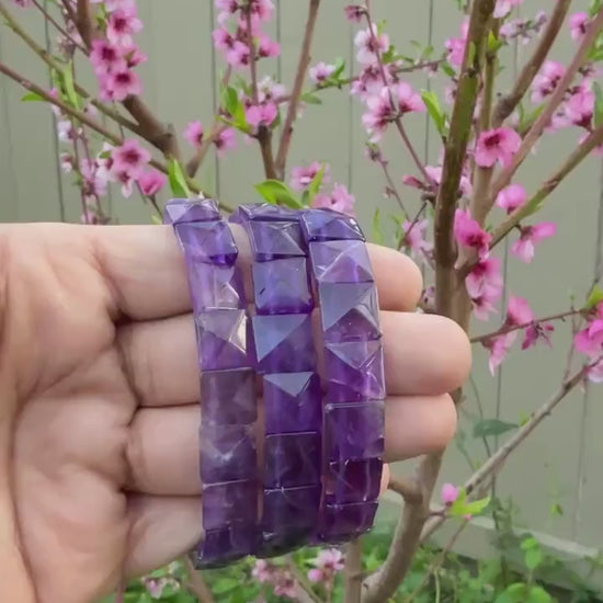 Amethyst Pyramid Cut Bracelet — Calm & Quiet Mind