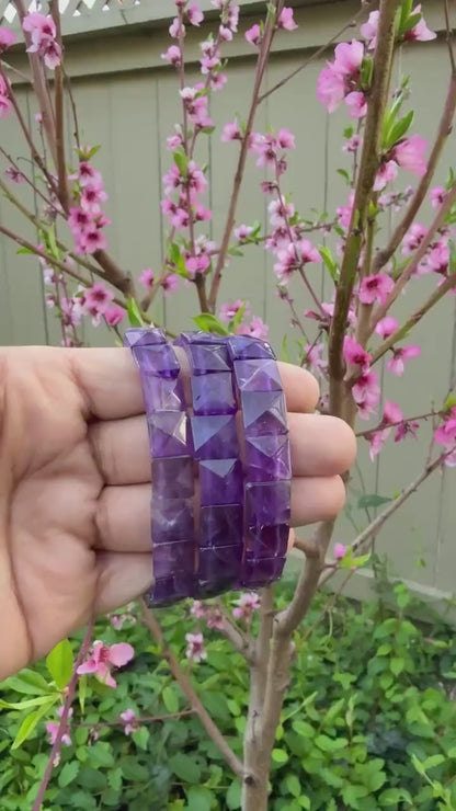 Amethyst Pyramid Cut Bracelet — Calm & Quiet Mind