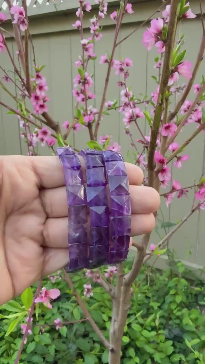 Amethyst Pyramid Cut Bracelet — Calm & Quiet Mind
