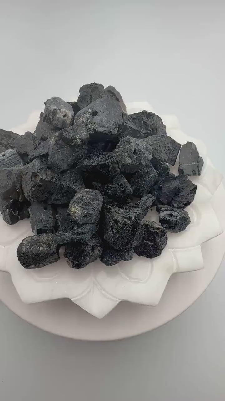 Black Tourmaline Nugget Beads — Raw, for Jewelry Making