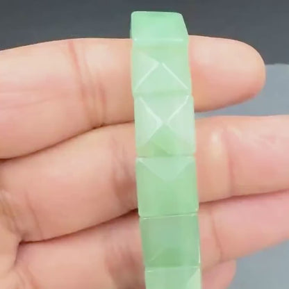 Green Aventurine Pyramid Cut Bracelet — Luck & Abundance