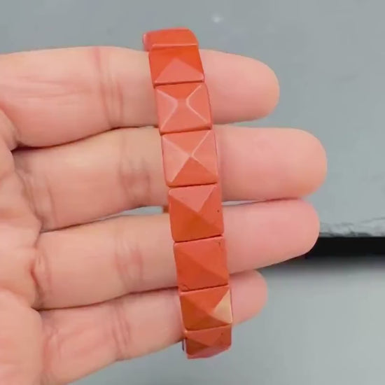 Red Jasper Pyramid Cut Bracelet — Courage & Strength