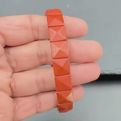 Red Jasper Pyramid Cut Bracelet — Courage & Strength
