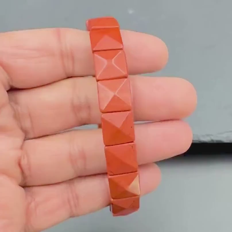 Red Jasper Pyramid Cut Bracelet — Courage & Strength