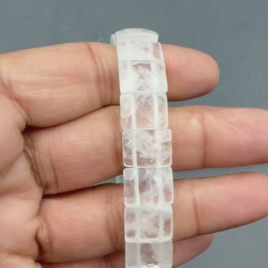 Clear Quartz Bracelet, Faceted Rectangle — Clarity & Light