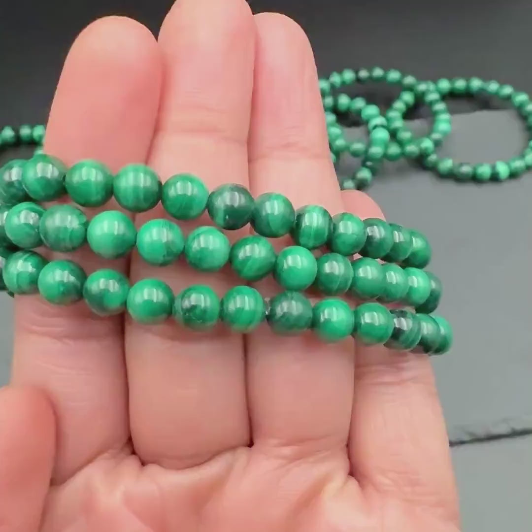 Malachite Round Bead Bracelet — Protection & Boundaries