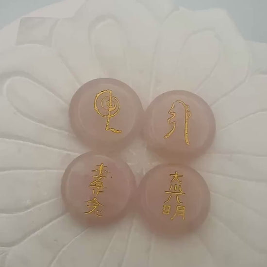 Rose Quartz Engraved Stone Set — Love & Compassion
